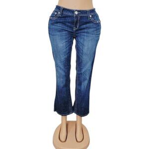 Grace In LA Women's Blue Rhine Cross Flap Pocket Denim Cropped Jeans Size 30